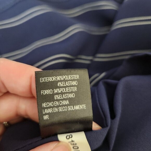 Antonio Melani Sleeveless Dress size 4 Navy Blue White Stripe Belted V Neck - Picture 10 of 12